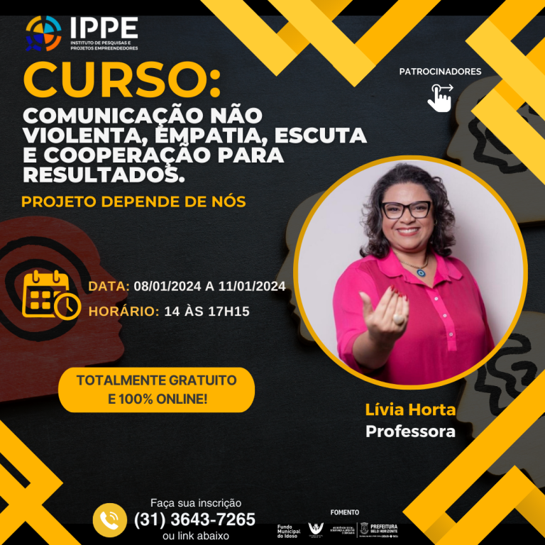 Curso: Comunicação não violenta, empatia, escuta e cooperação.